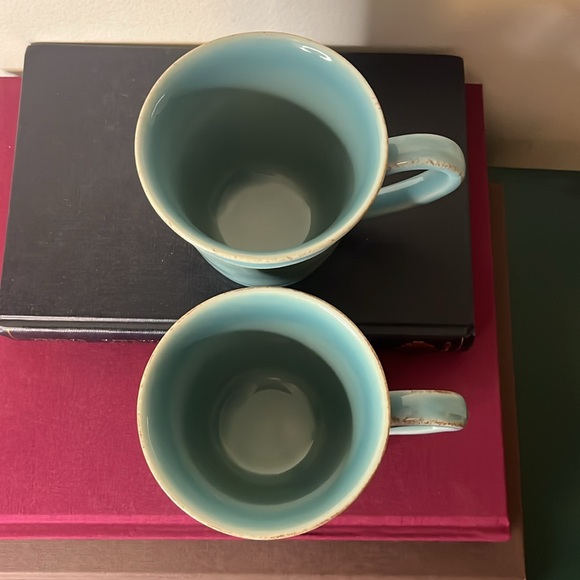 Pair of Pottery Barn Cambria Turquoise Farmhouse Cottagecore Mugs Portugal - Picture 2 of 8